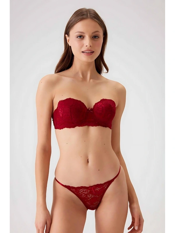 Balenli Straplez Destekli Sütyen Takım Kadın 4032