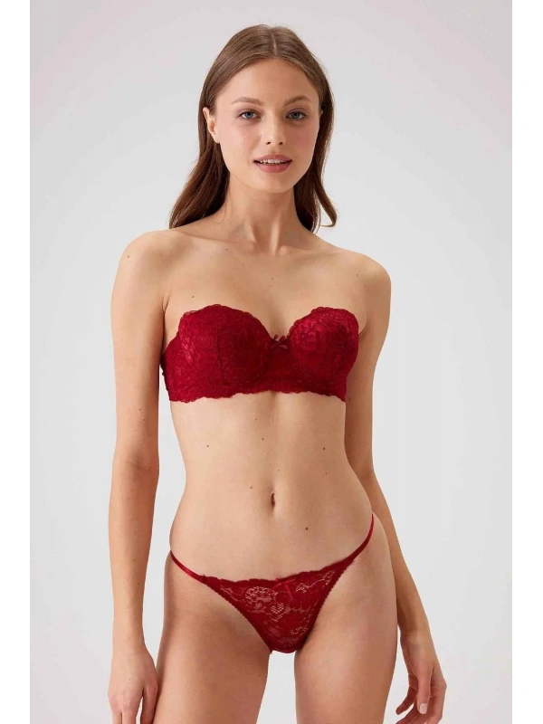 Balenli Straplez Destekli Sütyen Takım Kadın 4032