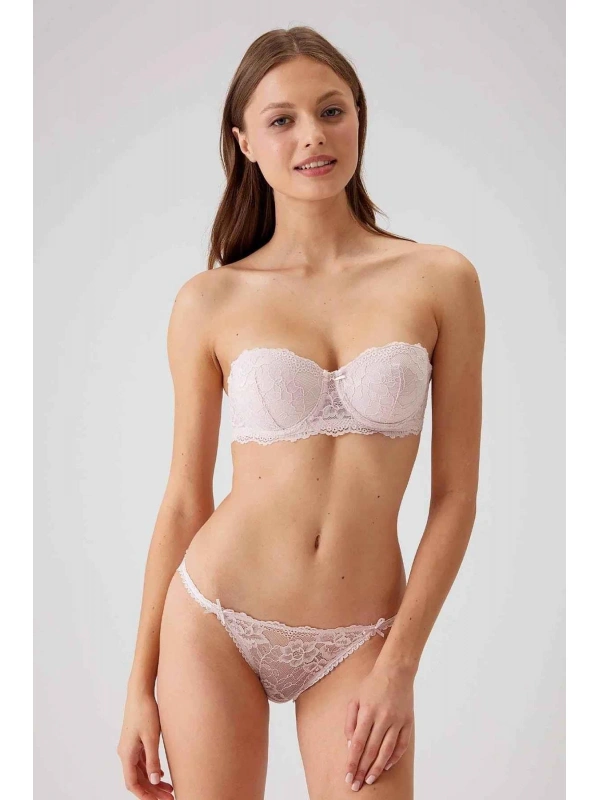 Balenli Straplez Destekli Sütyen Takımı Kadın 4563