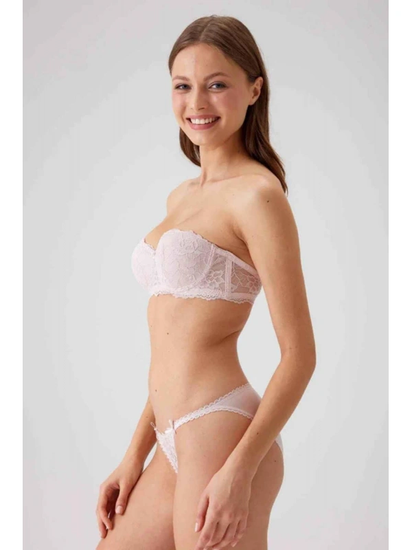 Balenli Straplez Destekli Sütyen Takımı Kadın 4563