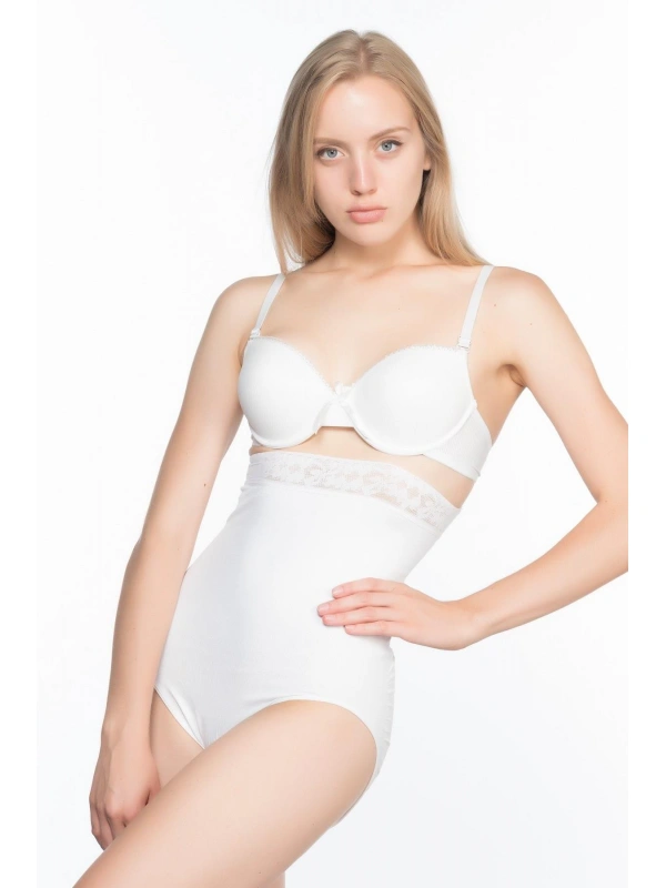 Beyaz Mı Emay 2028 Dantelli Yüksek Bel Slip Korse