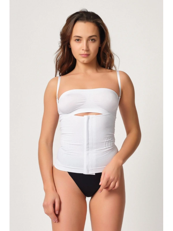 Beyaz Mı Emay 2030 Agraflı Göğsü Açık Atlet Korse