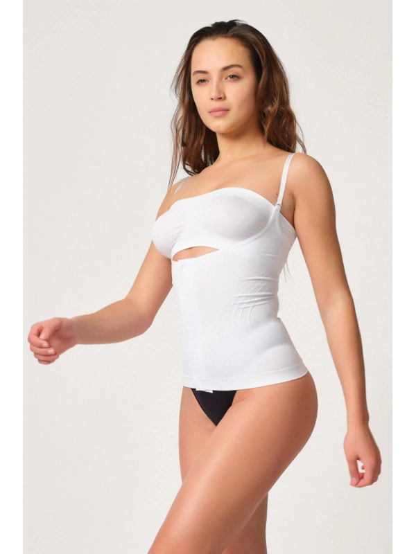 Beyaz Mı Emay 2030 Agraflı Göğsü Açık Atlet Korse