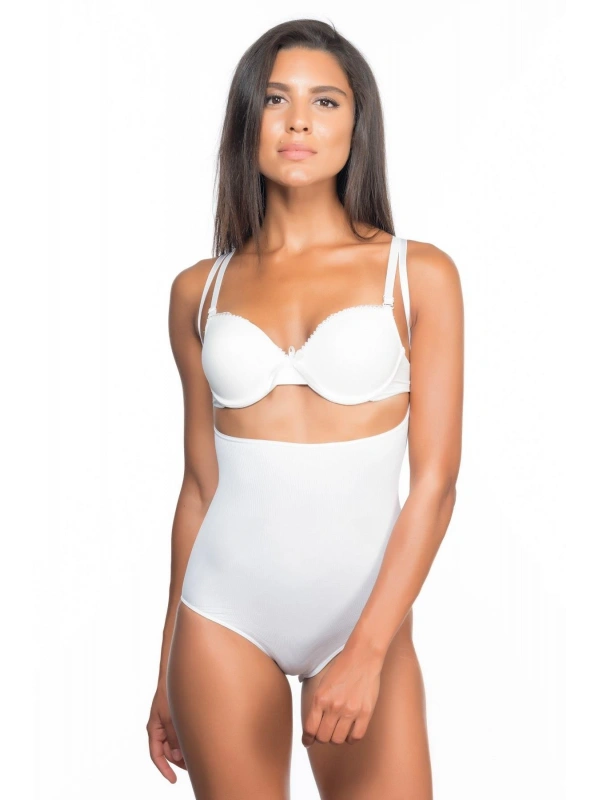 Beyaz Mı Emay 2073 Göğüsü Açık Desenli Body Korse
