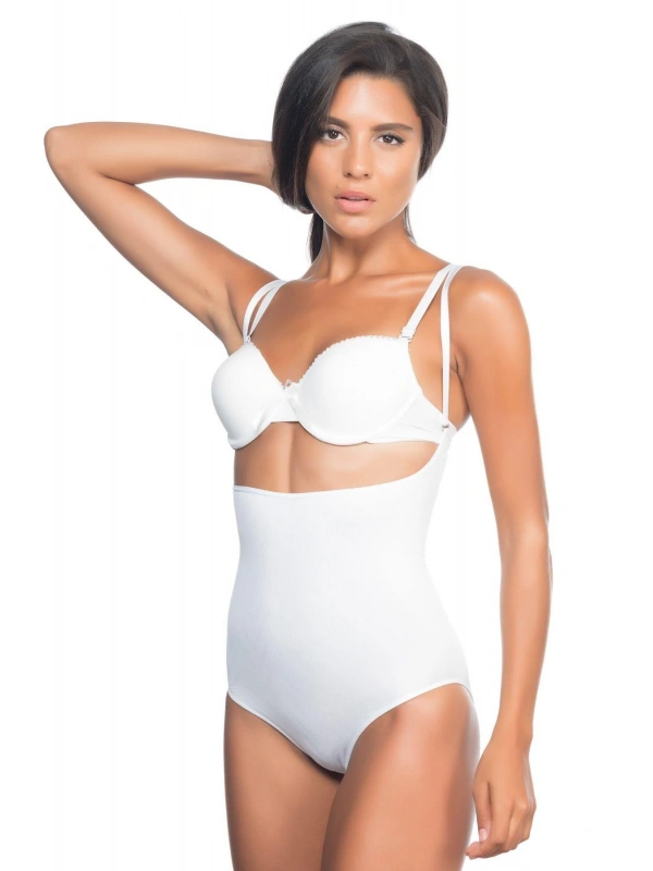 Beyaz Mı Emay 2073 Göğüsü Açık Desenli Body Korse