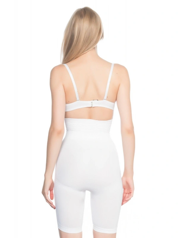 Beyaz Mı Emay 2074 Yüksek Bel Desenli Double Uzun Paça Korse