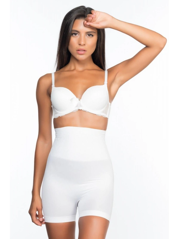 Beyaz Mı Emay 2075 Yüksek Bel Desenli Double Kısa Paça Korse