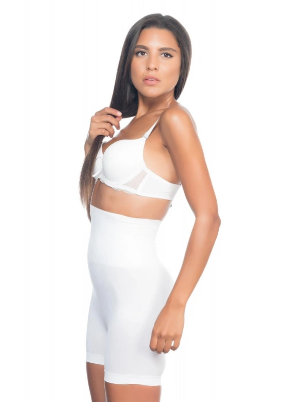 Beyaz Mı Emay 2075 Yüksek Bel Desenli Double Kısa Paça Korse