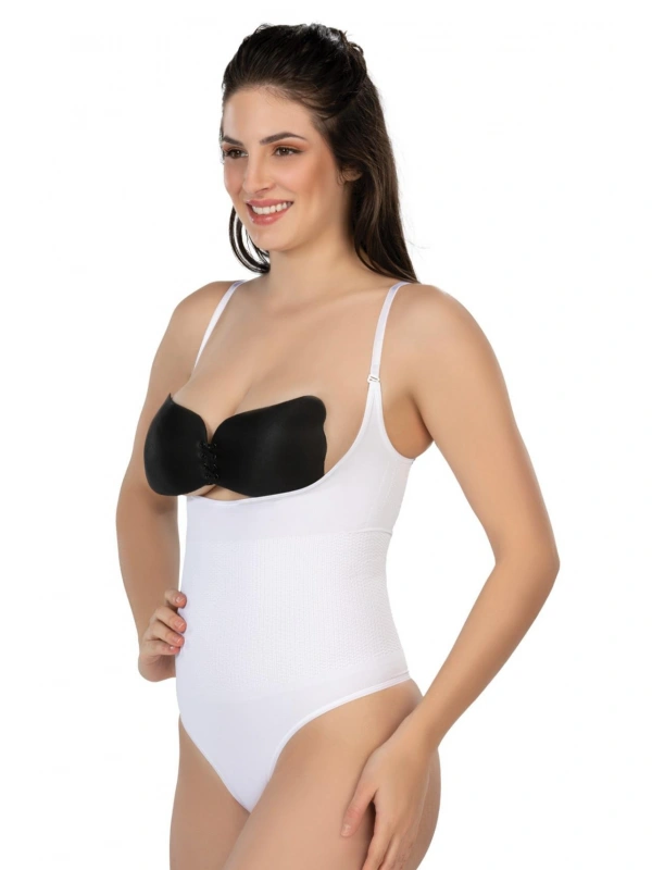 Beyaz Mı Emay 2076 Göğüsü Açık String Body Korse