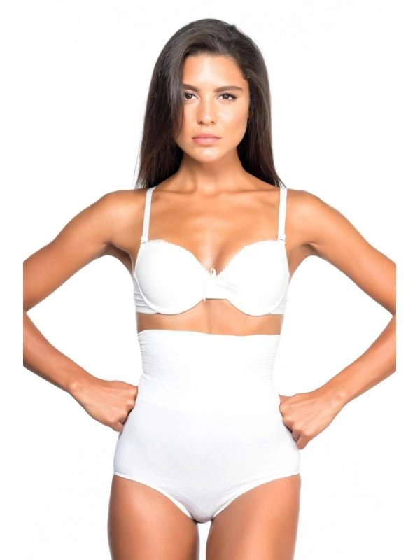 Beyaz Mı Emay 2079 Yüksek Bel Desenli Double Slip Korse