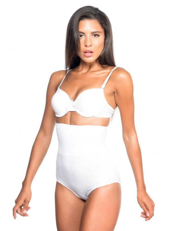 Beyaz Mı Emay 2079 Yüksek Bel Desenli Double Slip Korse