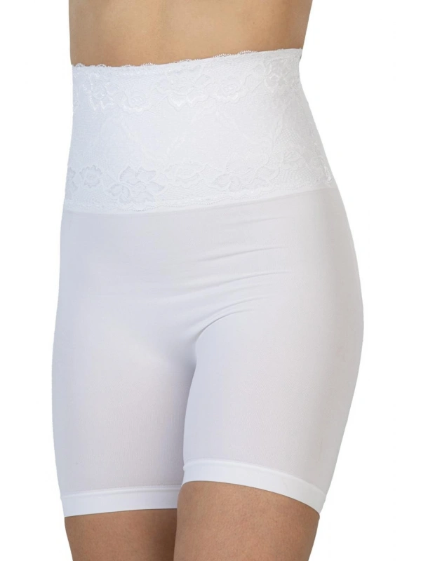 Beyaz Mı Emay 2091 Önü Dantelli Yüksek Bel Boxer Korse
