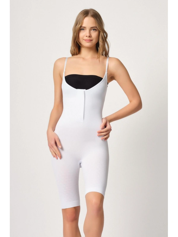 Beyaz Mı Emay 2093 Ön Agraflı Göğsü Açık Paçalı Boy Korse