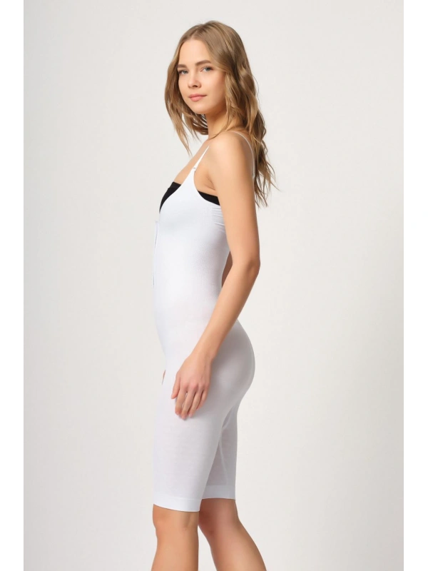 Beyaz Mı Emay 2093 Ön Agraflı Göğsü Açık Paçalı Boy Korse