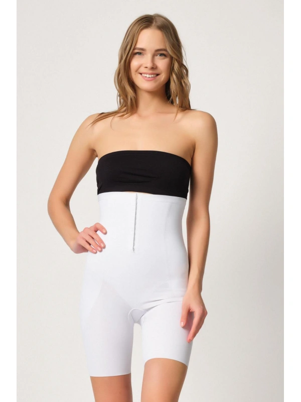 Beyaz Mı Emay 2832 Yüksek Bel Balen Destekli Agraflı Lazer Korse