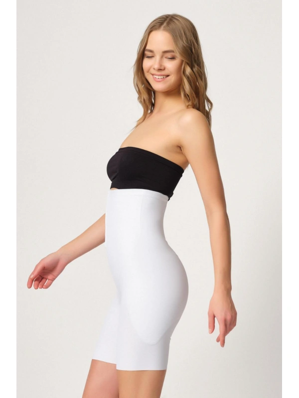 Beyaz Mı Emay 2832 Yüksek Bel Balen Destekli Agraflı Lazer Korse