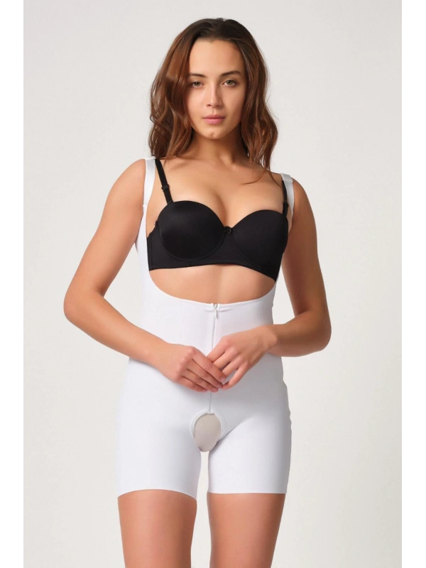 Beyaz Mı Emay 2834 Göğsü Açık Ferumalı Tül Popo Boy Lazer Korse