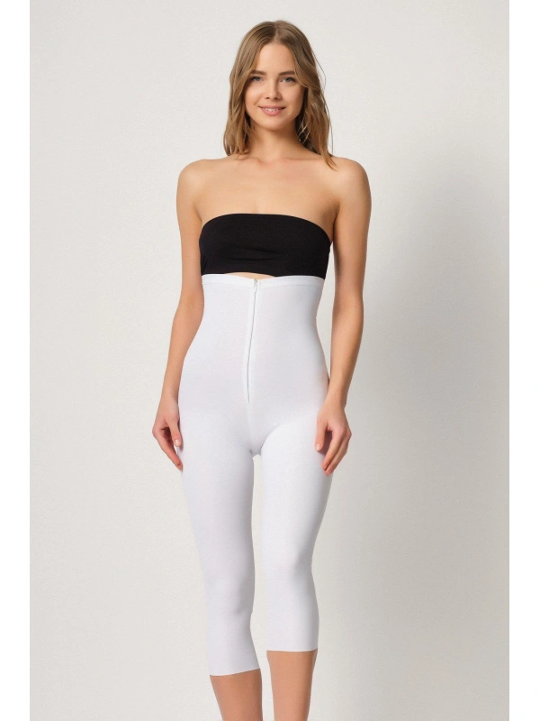 Beyaz Mı Emay 2868 Fermuarlı Kapri Tayt Lazer Korse