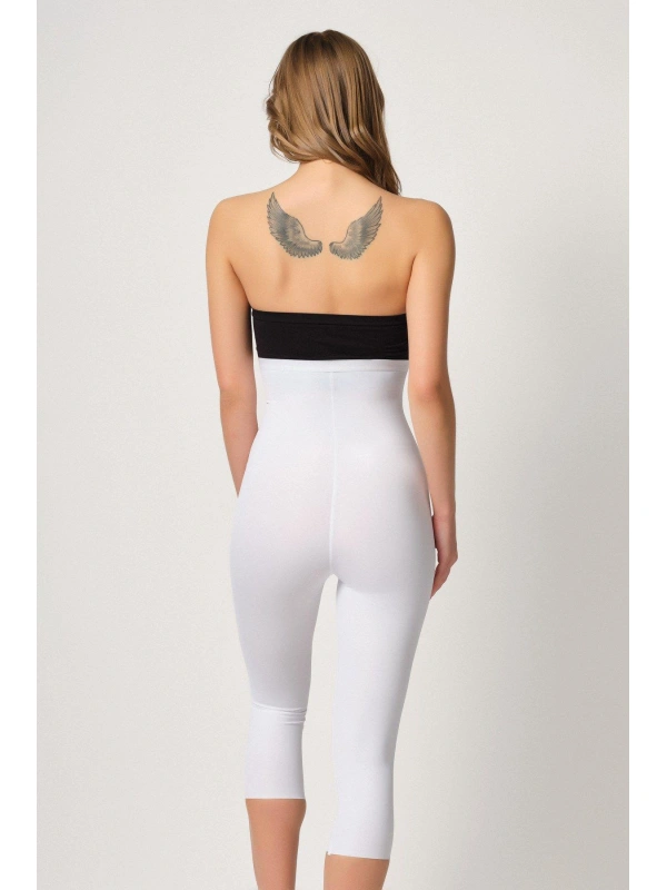 Beyaz Mı Emay 2868 Fermuarlı Kapri Tayt Lazer Korse