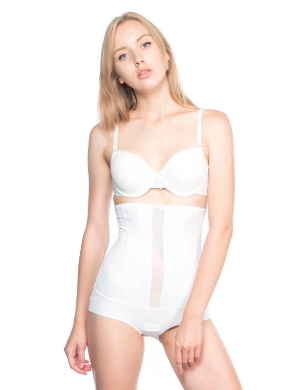 Beyaz Mı Emay 2886 Yüksek Bel Tül Slip Lazer Korse
