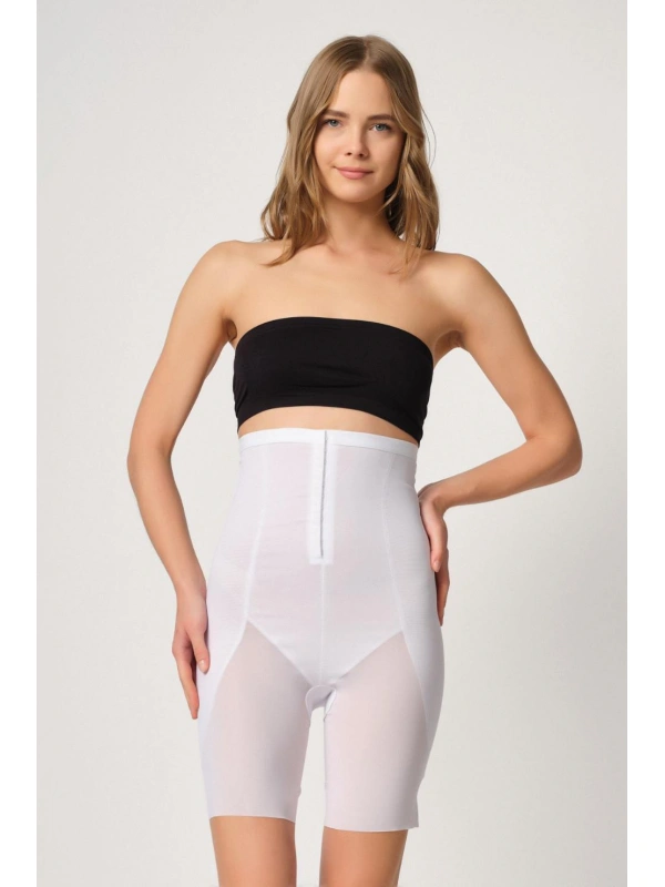 Beyaz Mı Emay 2928 Ön Agraflı Tül Paçalı Lazer Korse