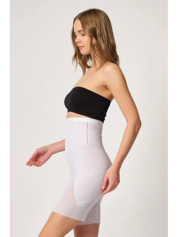 Beyaz Mı Emay 2928 Ön Agraflı Tül Paçalı Lazer Korse