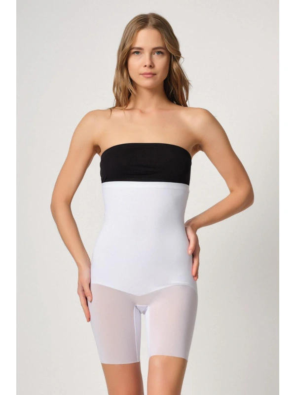 Beyaz Mı Emay 2929 Double Tül Paçalı Lazer Korse