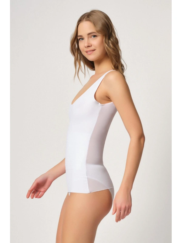 Beyaz Mı Emay 2938 Sırtı Tül Karyokalı Destekli Atlet Korse