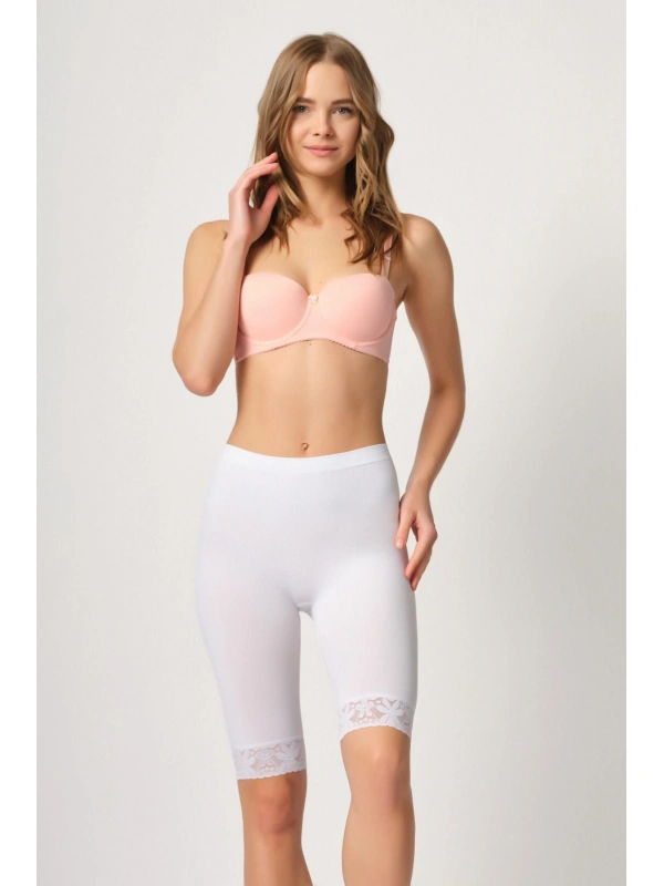 Beyaz Mı Emay 3004 Soft Uzun Paça Dantel Boxer
