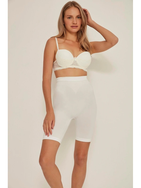 Beyaz Mı Emay 3005 Soft Uzun Paçalı Boxer Korse