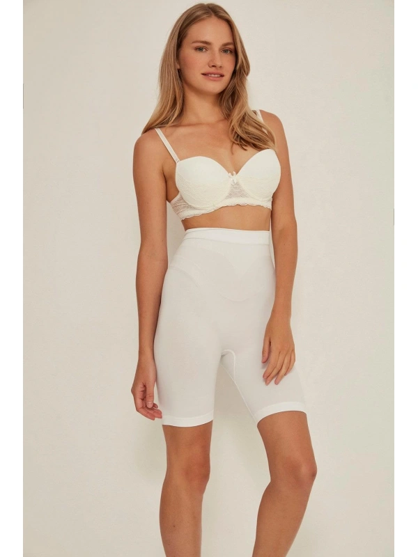 Beyaz Mı Emay 3005 Soft Uzun Paçalı Boxer Korse
