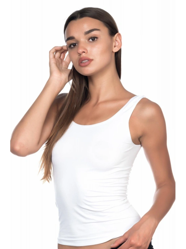 Beyaz Mı Emay 5002 Soft Kalın Askılı Uzun Atlet