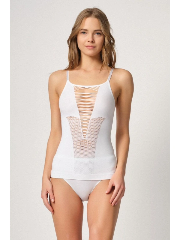 Beyaz Mı Emay 5038 İp Askılı Fantazi Atlet Korse