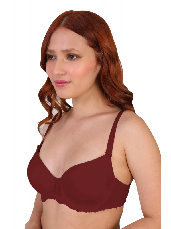 Bordo Mı 189d Pedli Dantelli Balenli Sütyen