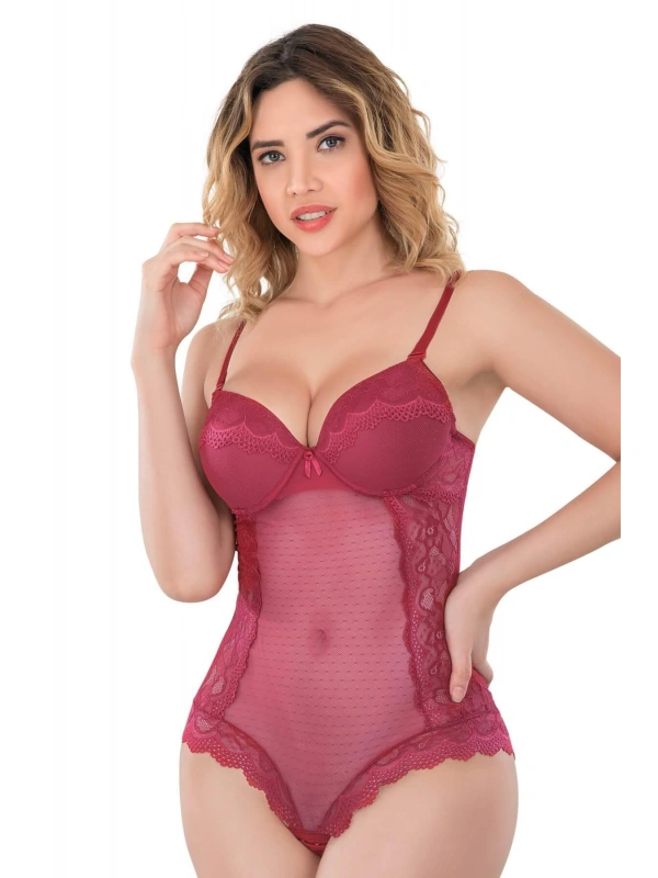 Bordo Mı Emay 176 Dantelli Body