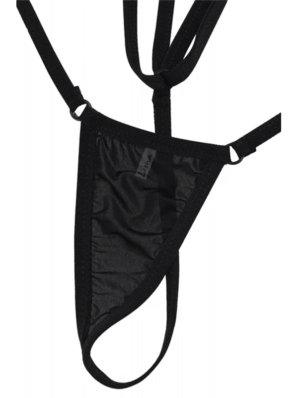 Büyük Beden Fantazi İç Giyim Siyah  String