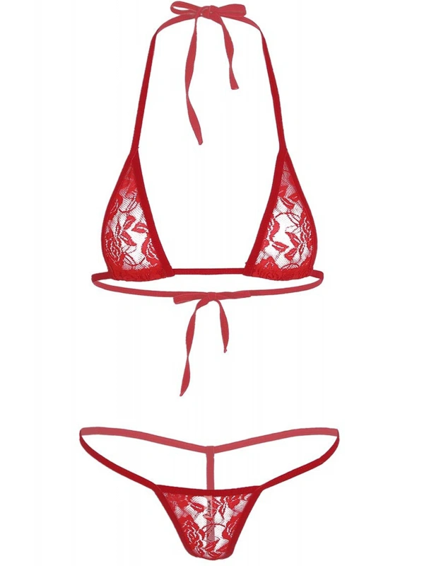 Büyük Beden Kadın  Kırmızı Sütyen String Takımı