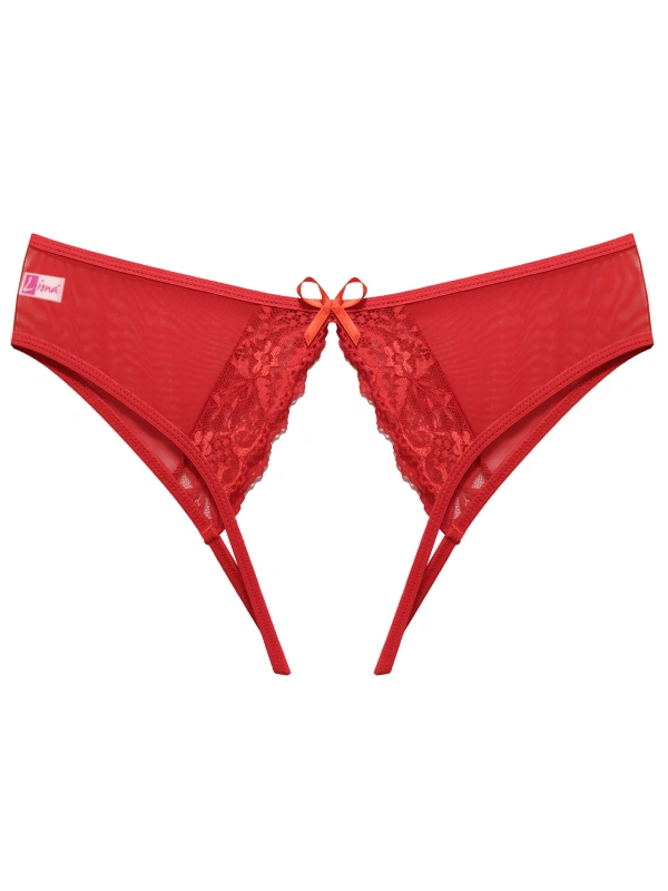 Dantelli Özel Bölgesi Açık Kadın Kırmızı  Külot