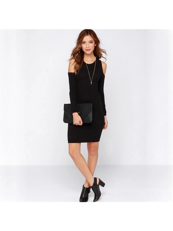 Db101184 Omuz Açık Tarz Elbise