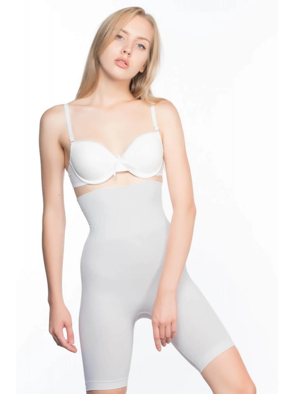 Ekru Mı Emay 2074 Yüksek Bel Desenli Double Uzun Paça Korse