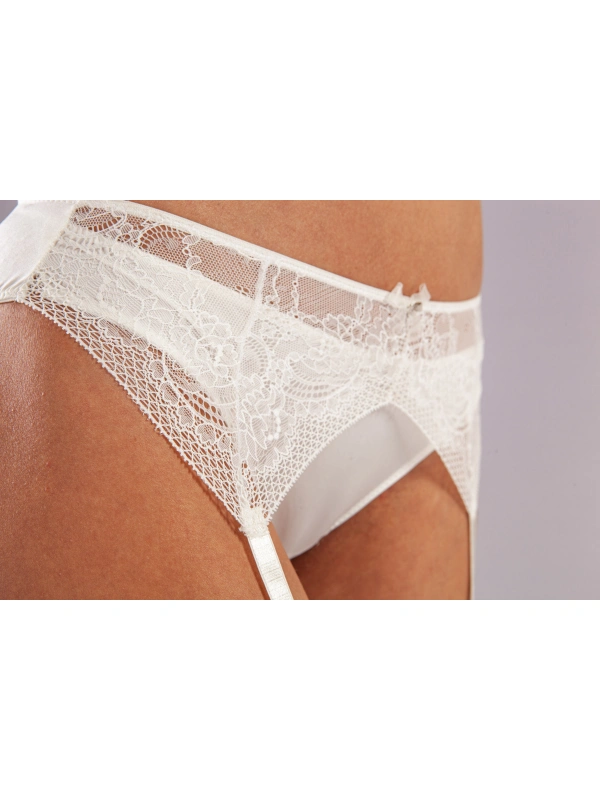 Golshan Gala Lace Garter Belt, Kadın Dantelli Ekru Jartiyer