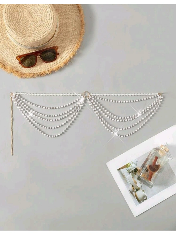 İnci Şıklığıyla Plajlarda Parla – Ayarlanabilir Bikini Zincir Aksesuarı