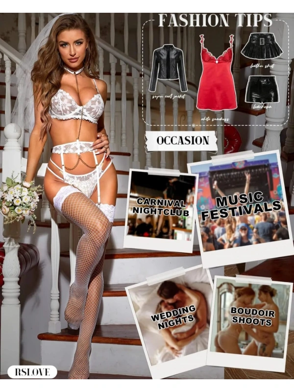 Kadın Beyaz File Silikonlu Jartiyer Çorabı