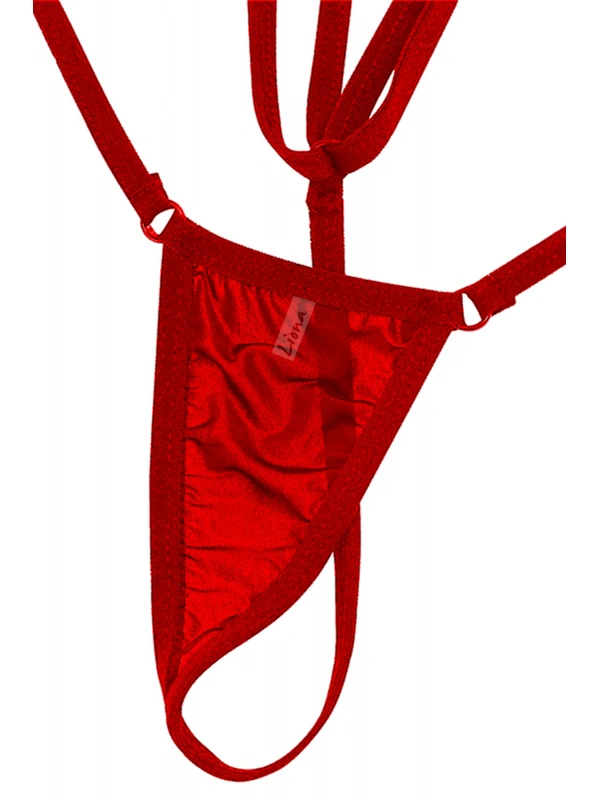 Kadın Kırmızı Askılı  G String İç Çamaşırı