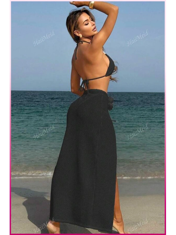 Kadın Siyah Askılı İncili Mayo Takımı