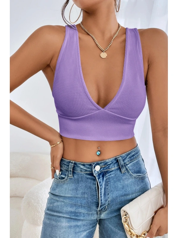Kadın Siyah Çapraz Sırt Detaylı Şık Crop Top Büstiyer