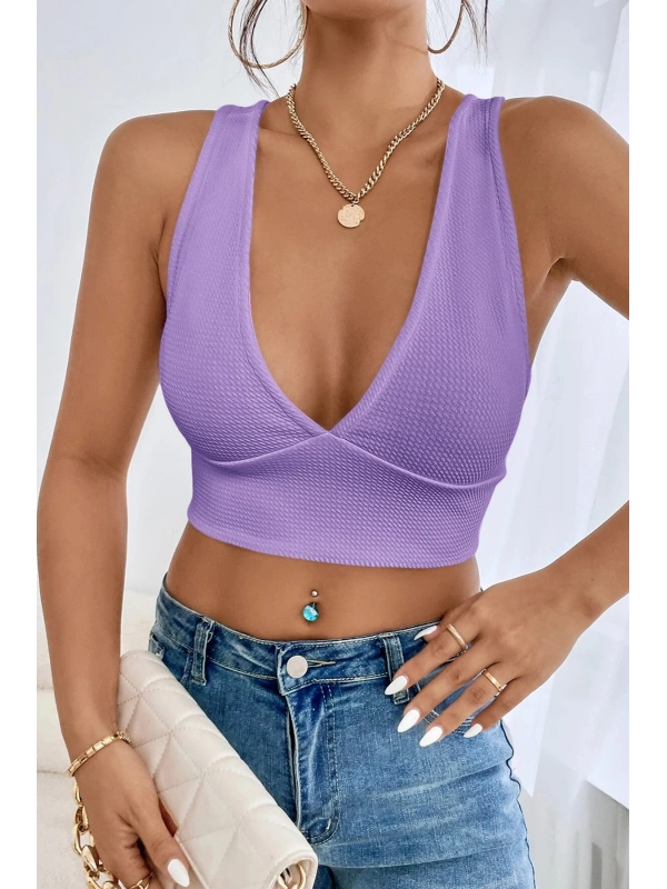 Kadın Siyah Çapraz Sırt Detaylı Şık Crop Top Büstiyer