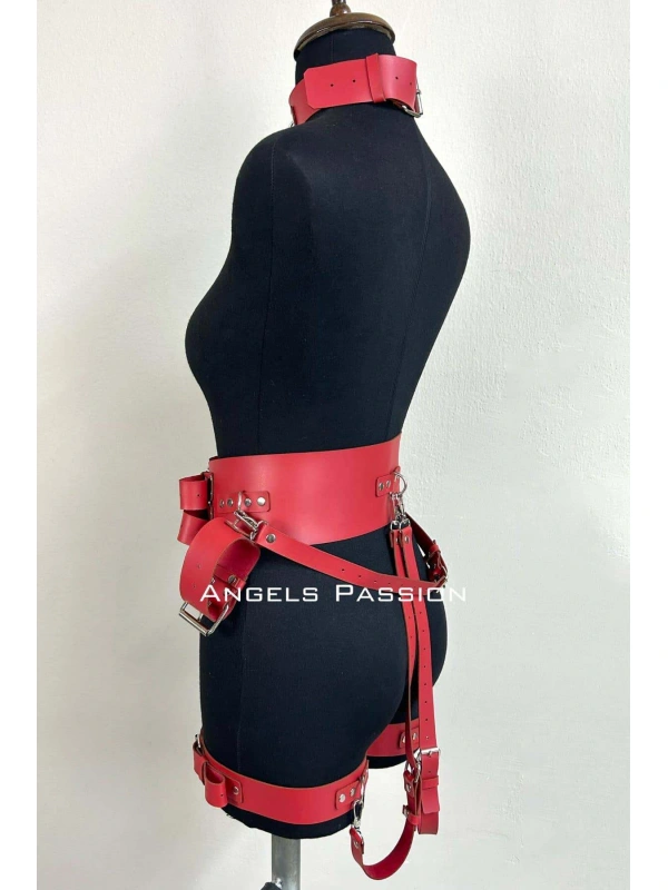 Kelepçeli Şık Deri Harness Takım, Kadın  Giyim - Brf869