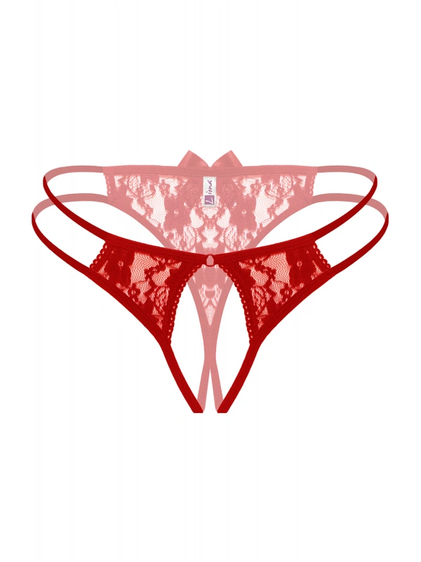 Kırmızı Dantelli Önü Açık  Külot