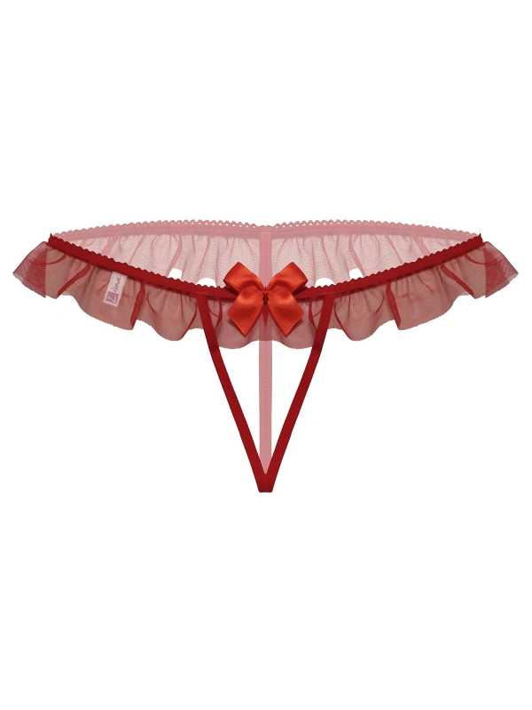 Kırmızı Dantelli Taşlı Kadın  Külot